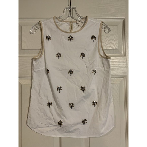 JCrew Women Elegant Blouse Size 2 White Jewelry Elegant Wore Once - Picture 1 of 10